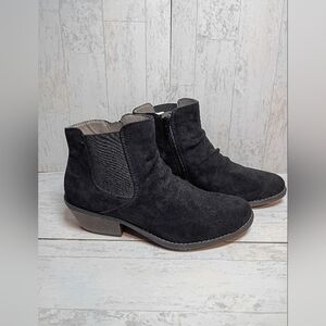 Eurosoft By Sofft Boots Womens 10 M Adeah Zip Ankle Bootie Black Fabric Low Heel